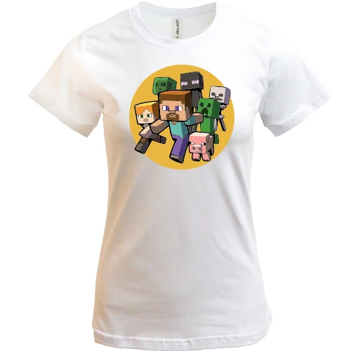 Женская футболка, Белый, Minecraft Creepers