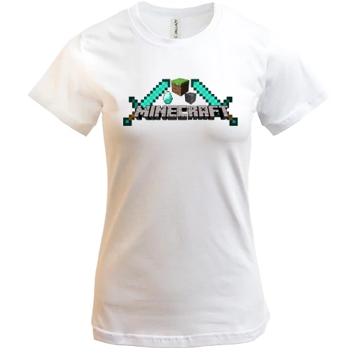 Женская футболка, Белый, Minecraft Blades