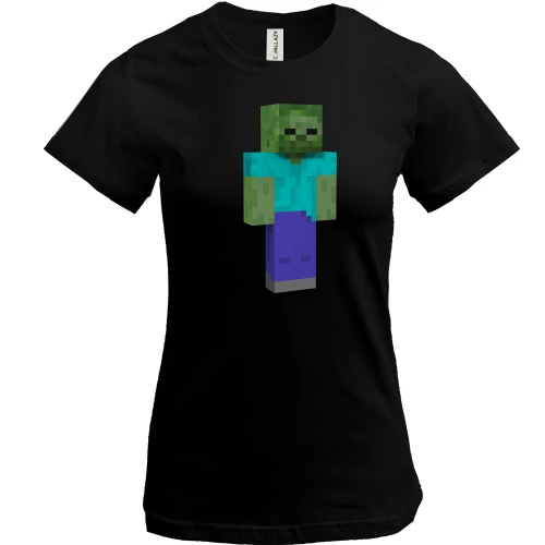 Женская футболка, Черный, Minecraft Зомби