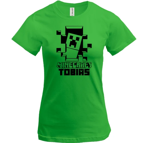 Женская футболка, Зеленый, Minecraft Tobias