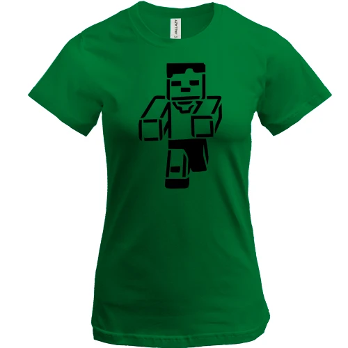Женская футболка, Зеленый, с силуэтом персонажа Minecraft