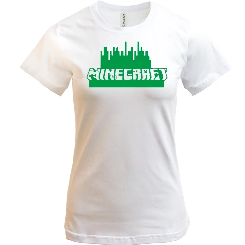 Женская футболка, Белый, Minecraft Green Logo