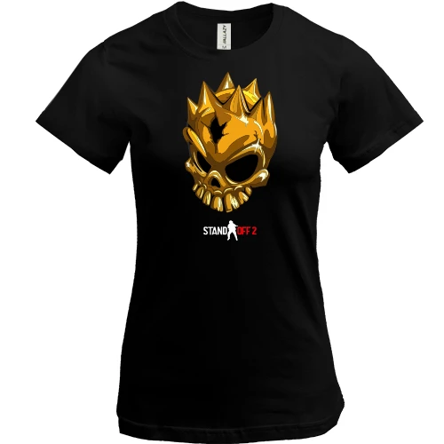 Женская футболка, Черный, STANDOFF 2 Gold Skull