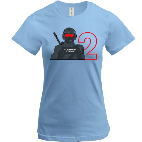 Женская футболка, Синий, Counter Strike 2 (Unit)