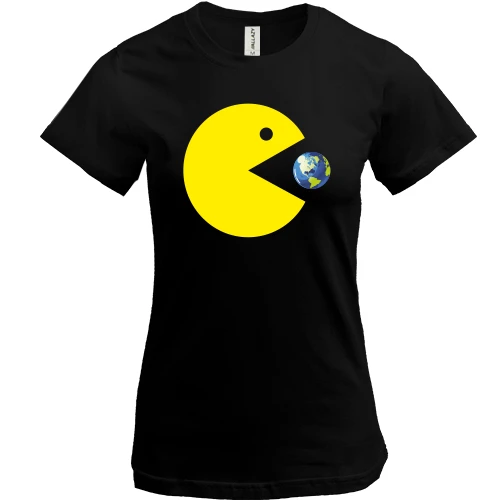 Женская футболка, Черный, Pacman
