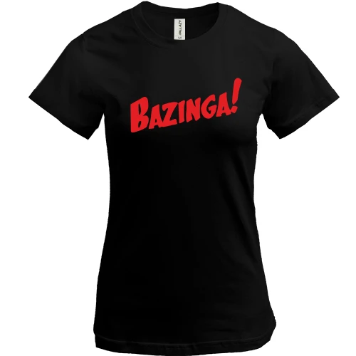 Женская футболка, Черный, Bazinga с красной комикс-надписью