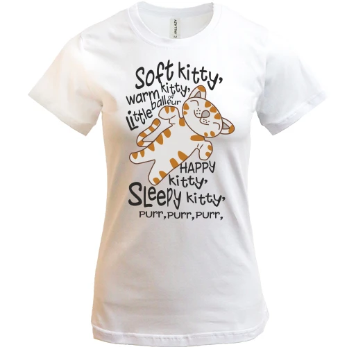 Женская футболка, белый, Soft kitty