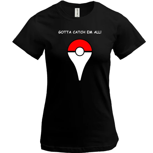 Жіноча футболка, Чорний, Gotta catch em all