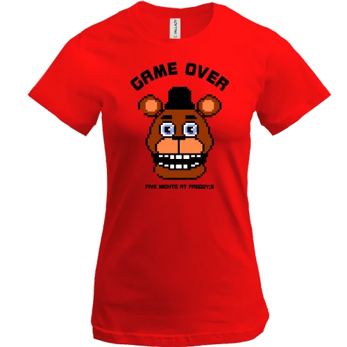 Женская футболка, Красный, FNAF Freddy Game Over