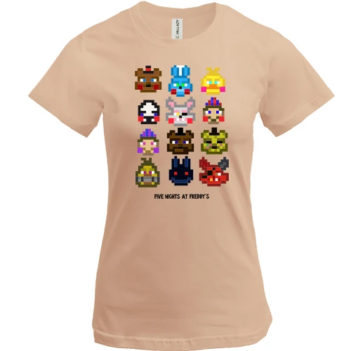 Женская футболка, Белый, FNAF Pixel Toys