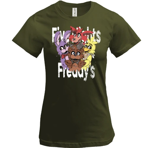 Женская футболка, Черный, Five Nights (Игрушки)
