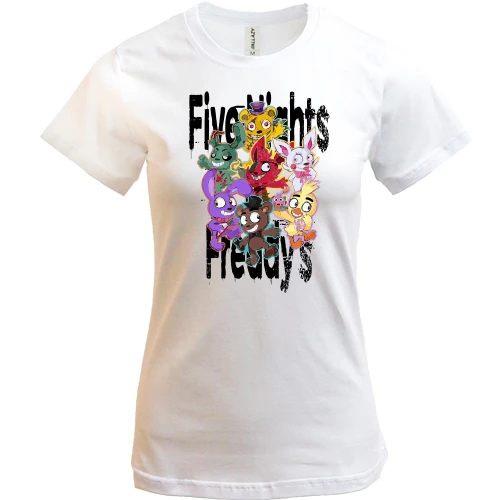 Женская футболка, Белый, Five Nights (Игрушки) 2