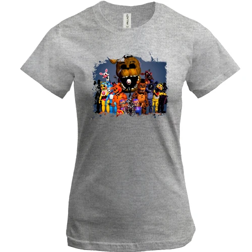 Женская футболка, Серый меланж, FNAF Poster 2