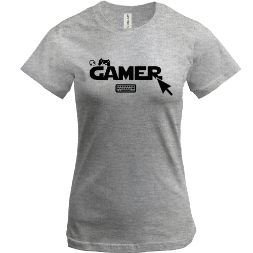 Женская футболка, Серый меланж, Gamer (2)
