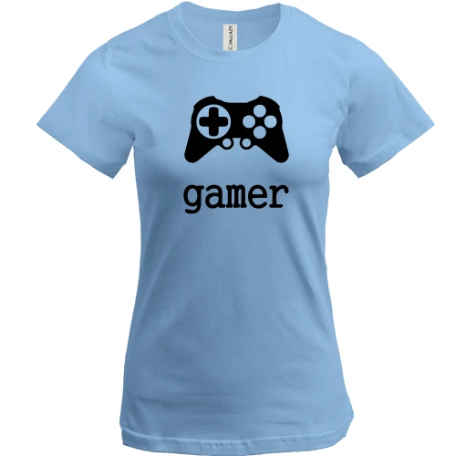 Женская футболка, Синий, Gamer с джойстиком