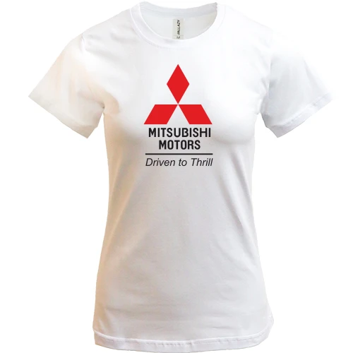 Женская футболка, Белый, с лого Mitsubishi Motors