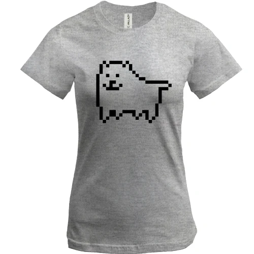 Женская футболка, Серый меланж, Undertale game dog (2)