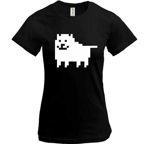 Женская футболка, Черный, Undertale game dog