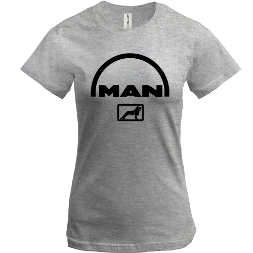 Женская футболка, Серый меланж, с логотипом MAN