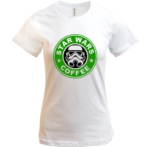 Женская футболка, Белый, StarWars coffee