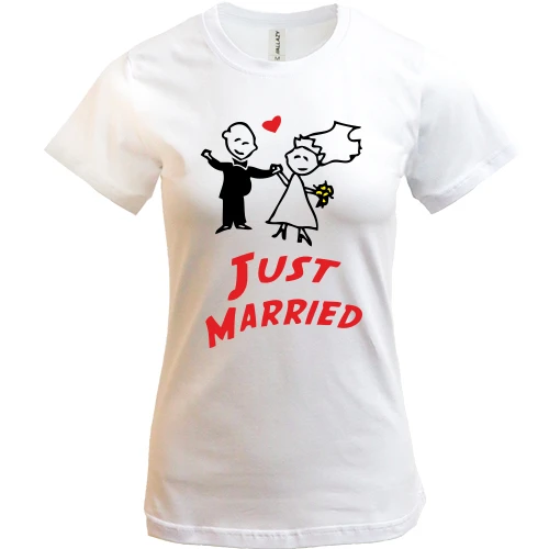 Жіноча футболка, Білий, Just married