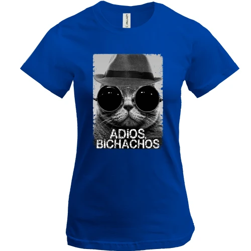 Женская футболка, синий, Adios bichachos