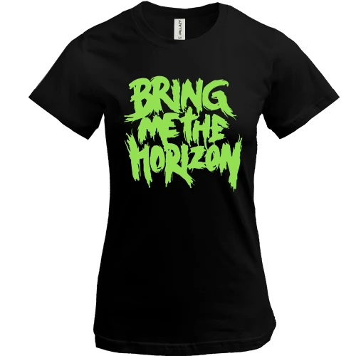 Женская футболка, Черный, Bring me the horizon green