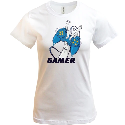 Женская футболка, Белый, Gamer с джойстиком (2)