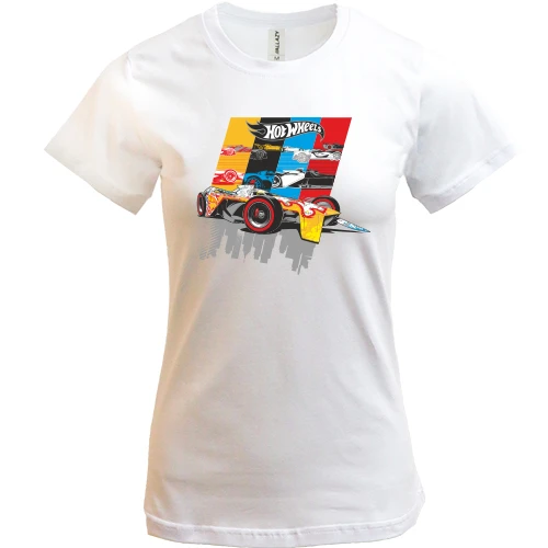 Женская футболка, Белый, с логотипом Hot Wheels