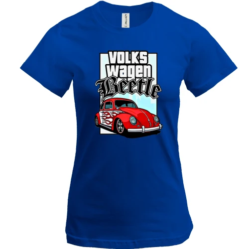 Женская футболка, Синий, Volkswagen Beetle (2)