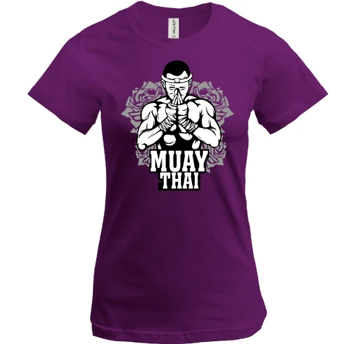 Женская футболка, Фиолетовый, Muay Thai Fighter (2)