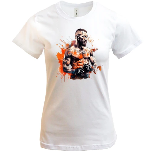 Женская футболка, Белый, Боец MMA