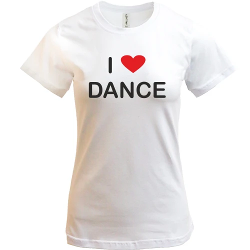 Жіноча футболка, Білий, I Love Dance з червоним серцем