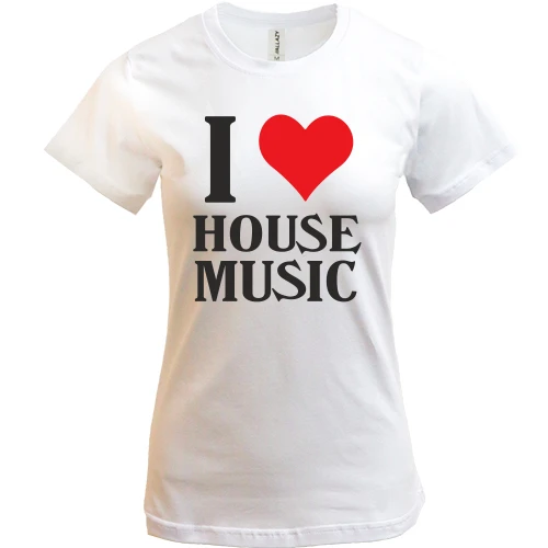 Жіноча футболка, Білий, I love house music