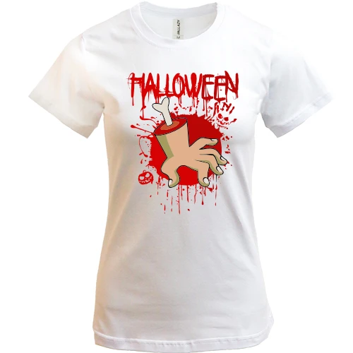 Жіноча футболка, Білий, Halloween (Кисть руки)