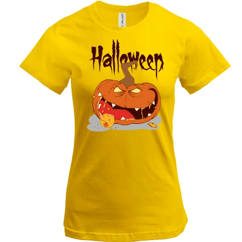 Жіноча футболка, Жовтий, Halloween Зубаста Гарбуз