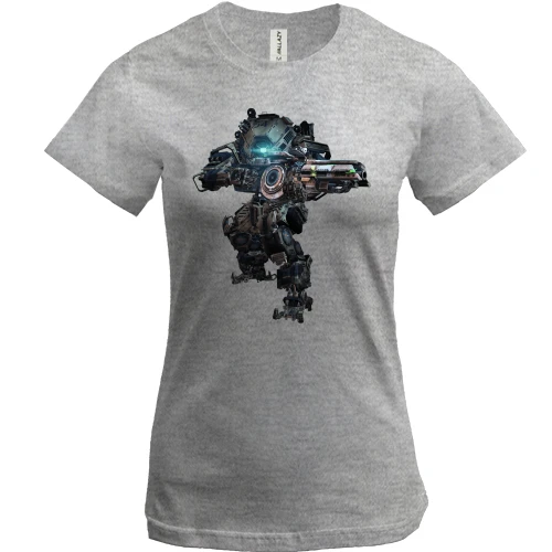 Женская футболка, Серый меланж, Titanfall 2 Bot