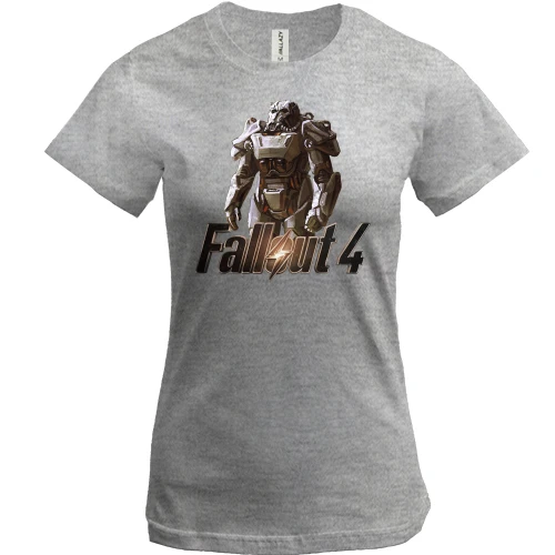 Женская футболка, Серый меланж, Fallout 4 Робот