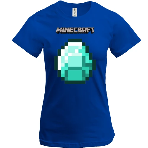Женская футболка, Синий, Minecraft Диамант
