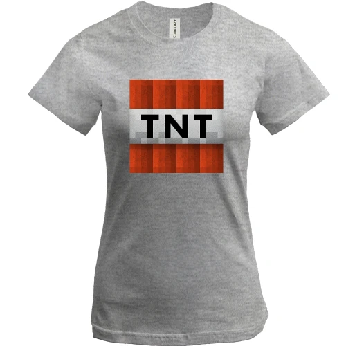 Женская футболка, Серый меланж, Minecraft TNT