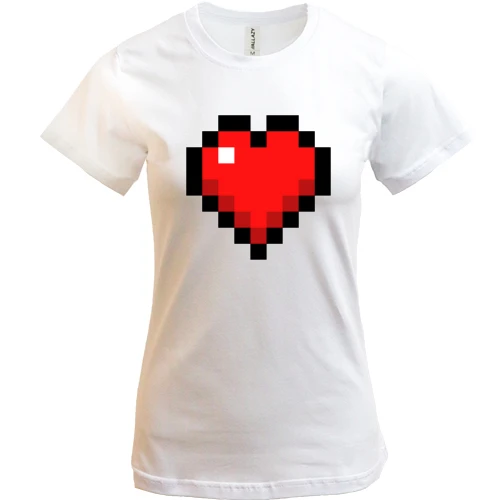 Женская футболка, Белый, Minecraft heart