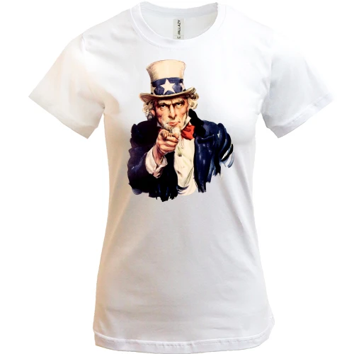 Жіноча футболка, Білий, Дядько Сем (Uncle Sam)