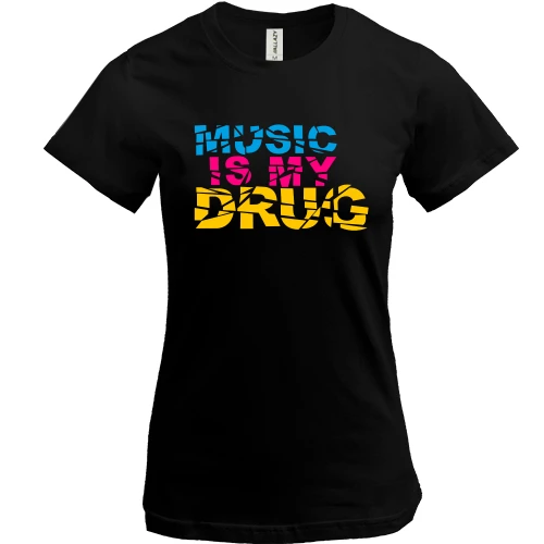 Жіноча футболка, Чорний, Music is my drug