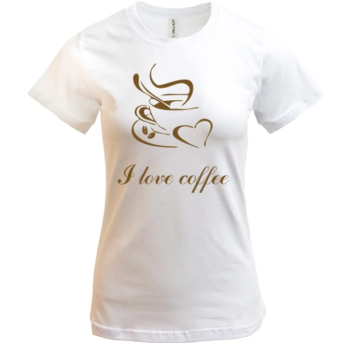 Женская футболка, Белый, I love coffee