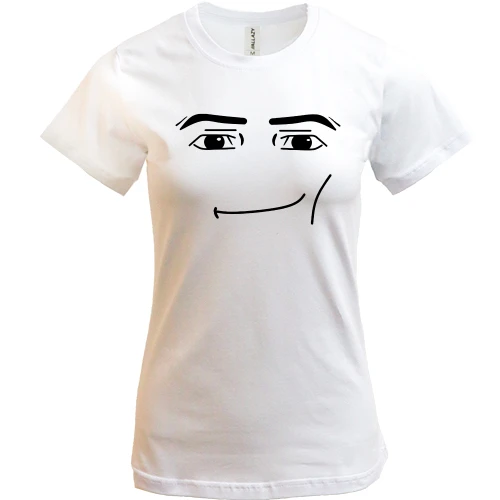 Женская футболка, Белый, Roblox - Gigachad face