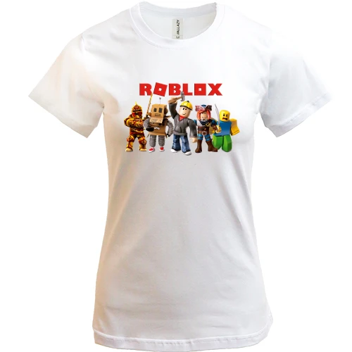 Женская футболка, Белый, с шестью персонажами Roblox