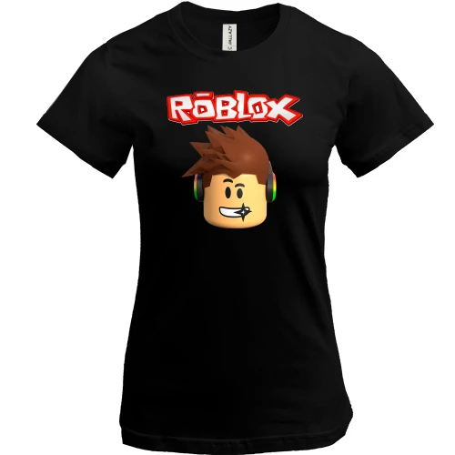 Женская футболка, Черный, Roblox face (2)