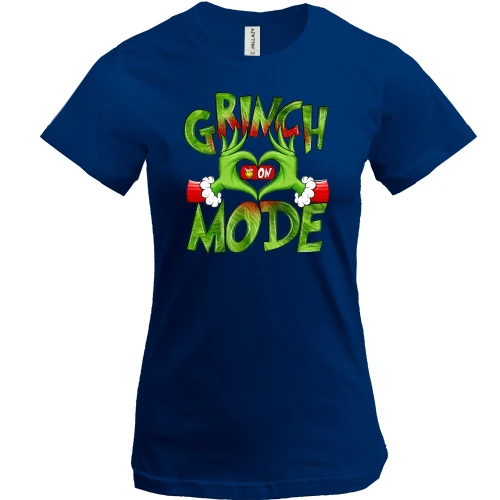 Женская футболка, синий, Grinch Mode On
