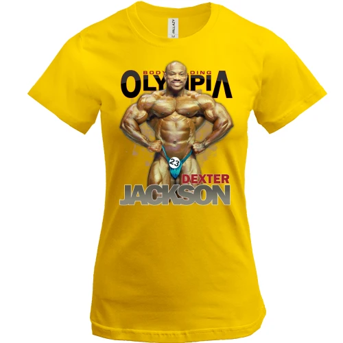 Женская футболка, Желтый, Bodybuilding Olympia - Dexter Jackson
