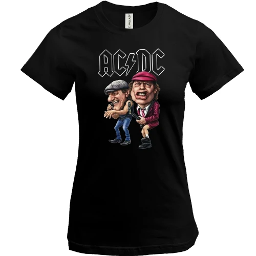 Женская футболка AC/DC (карикатура)